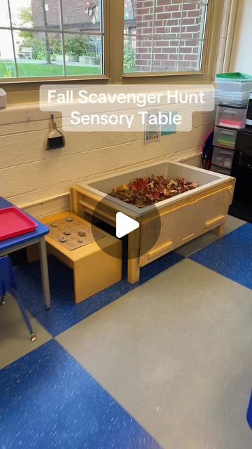 Preschool Vibes on Instagram: "Check out our fall-themed scavenger hunt at the messy table! I’ve filled it with colorful leaves collected from my yard and rocks of various shapes, each painted with a different letter of the alphabet. We also have cardboard with matching shapes of the rocks. Students dig through the leaves, find a rock, and then match it to its corresponding shape on the cardboard. It’s a fantastic way to combine outdoor elements with letter recognition and shape matching, engaging preschoolers in a fun, sensory learning experience." Alphabet Fall Activities, Preschool Vibes, Messy Table, Fall Scavenger Hunt, Matching Shapes, Sensory Learning, Scavenger Hunt For Kids, Fall Preschool, Montessori Classroom