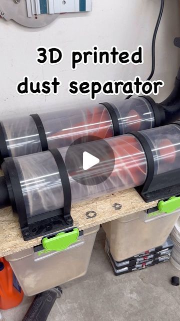 Christopher Powell on Instagram: "3D printed dust separator designed by Capturing Dust #woodworker #woodworking #wooden #sawdust #dust #dustcollection #dustcollector #woodchips #carpentry #carpenter #diy #doityourself #3dprinting #3dprint #tools #workshop #garage" Workshop Dust Collection Diy, 3d Printed Woodworking Tools, Dust Collection Diy, Workshop Dust Collection, Dust Collector Diy, Collection Storage, Workshop Garage, Edge Banding, Wood Chips