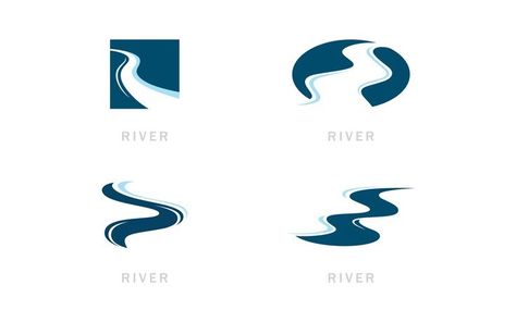 Winding Road River Creek Logo Design Vector Illustration V9 Logo Template Creek Logo Design, River Logo Design, Creek Logo, Healing Logo, Organization Logo, Business Website Design Templates, River Logo, Ad Illustration, Water Logo