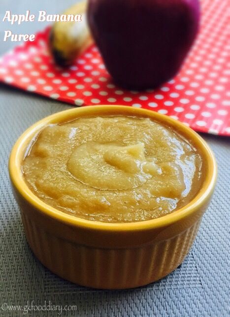 Apple Banana Puree Recipe for Babies Banana Sauce Recipe, Apple Puree For Baby, Baby Applesauce, Peanut Butter Baby, Apple Baby Food, Indian Baby Food Recipes, Banana Puree, Banana Baby Food, Food For Babies