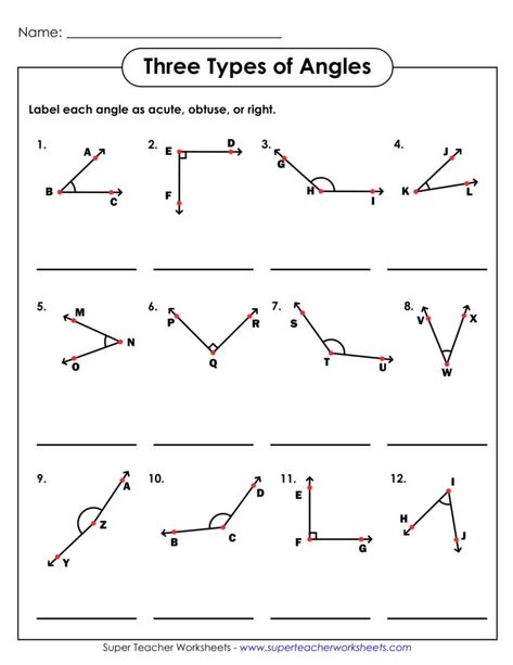 Measuring Angles Worksheet, Introduction To Geometry, Grade 5 Math Worksheets, Geometry Angles, Angles Math, Angles Worksheet, Types Of Angles, Free Printable Math Worksheets, 4th Grade Math Worksheets