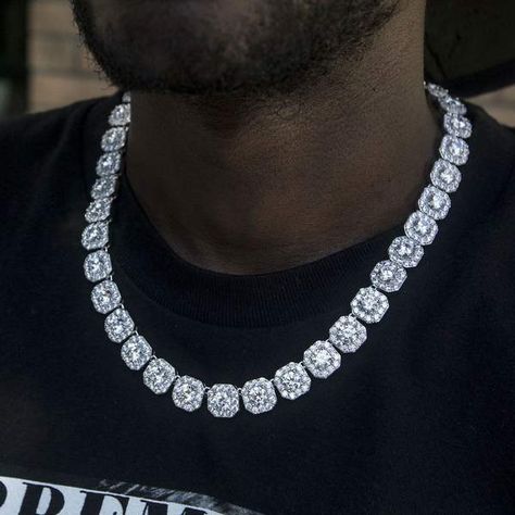 Hip Hop Style Men, Forever Products, Hip Hop Chains, Tennis Chain, Tennis Necklace, Diamond Chain, Vermeil Jewelry, Square Diamond, Custom Earrings