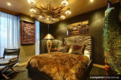 10 Gorgeous Africa-Inspired Bedrooms Safari Bedroom Ideas For Adults, African Decor Bedroom, Safari Living Rooms, Safari Theme Bedroom, Safari Bedroom Decor, Animal Print Bedroom, Jungle Bedroom Theme, African Bedroom, Exotic Bedrooms