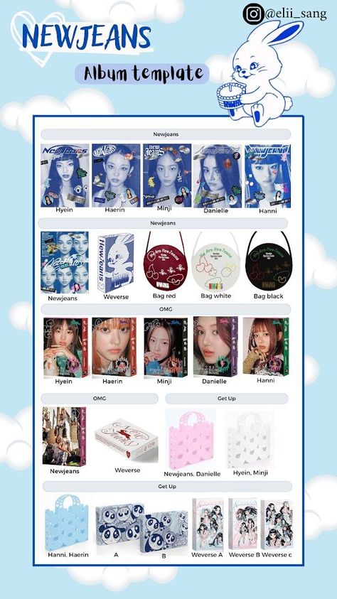 Newjeans album template New Jeans Album Blue Book, Newjeans Weverse Album Template, Get Up Album New Jeans, Newjeans Album Omg, Newjeans Get Up Album Cover, Newjeans Album Bag, Kpop Album Newjeans, Newjeans Album Get Up, New Jeans Album Collection