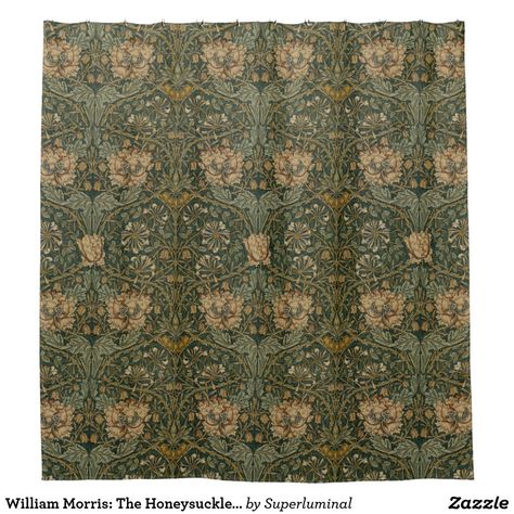 William Morris: The Honeysuckle Shower Curtain Craftsman Shower, Elegant Shower Curtains, William Morris Wallpaper, Farmhouse Shower Curtain, Shower Curtain Ideas, Green Shower Curtains, Personalized Shower Curtain, Custom Shower Curtains, Living Room Curtains