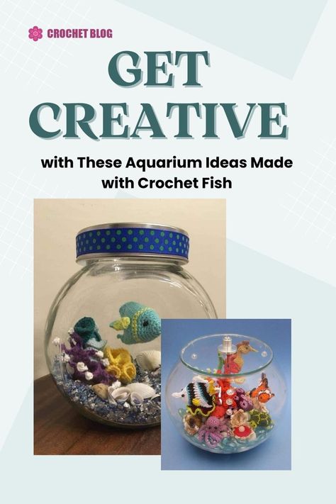 Crochet Fish Tank Free Pattern, Beta Fish Crochet Pattern Free, Crochet Fish Bowl Free Pattern, Crochet Fish Bowl, Crochet Fish Tank, Crochet Aquarium, Crochet Aquarium Free Pattern, Fish Bowl Ideas, Crochet Fish In A Bowl