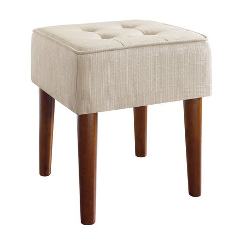 Vanity Stool Ideas, Elle Decor Living Room, Restoration Hardware Chair, Bathroom Stool, Industrial Stool, Accent Ottoman, Square Pouf, Vanity Stool, Entryway Ideas