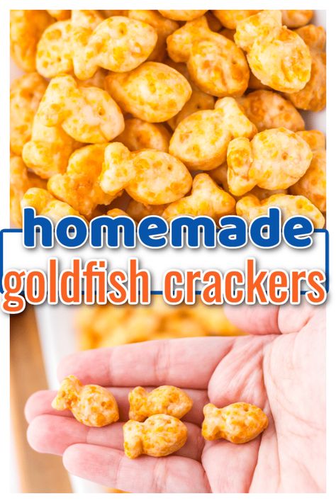 goldfish crackers, homemade crackers, homemade goldfish, how to make goldfish crackers from scratch Diy Goldfish Crackers, Homemade Goldfish Crackers, How To Make Crackers, Goldfish Snack, Fast Appetizers, Cheesy Crackers, Fish Crackers, Goldfish Crackers, Homemade Crackers