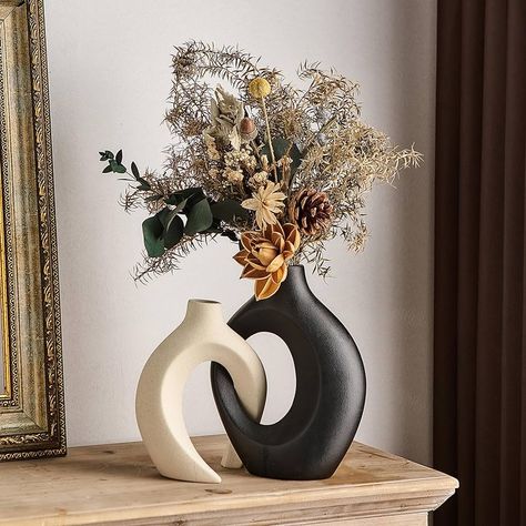 Amazon.com: XGZY Black and White Vase: Set of 2 Ceramic Hollow Vases for Home Decor Entry Table Decor Boho Style Decorations for Living Room Bedroom Centerpieces for Dining Table : Home & Kitchen Dining Table Decor Centerpiece, Table Decor Boho, Black And White Vase, Christmas Dining Table Decor, Decorations For Living Room, White Living Room Decor, Entry Table Decor, Black And White Living Room, Dining Room Table Centerpieces