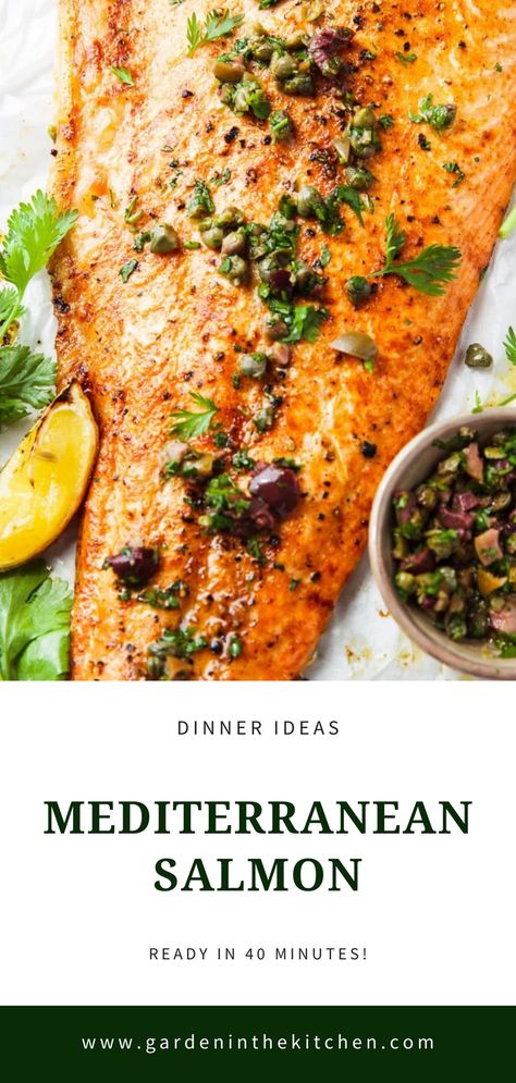 Mediterranean Recipes Fish Dishes, Mediterranean Diet Recipes With Salmon, Mediterranean Diet Salmon Dinner, Meditterean Salmon Recipes, Salmon Recipes Baked Mediterranean, Salmon With Herbs, Meditterean Fish Recipes, Meteranian Salmon Recipes, Herbed Salmon Recipes