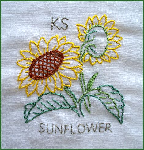 KANSAS Kansas State Flower, State Embroidery, Towel Embroidery Designs, State Flowers, Diy Embroidery Designs, Flower Quilt, Point Lace, Felt Projects, Embroidery Stitches Tutorial