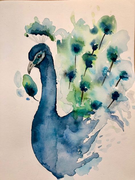 Funky Art Watercolour, Watercolor Night Sky, Watercolor Peacock, Watercolor Feather, Caribbean Art, Peacock Painting, Watercolor Paintings For Beginners, Watercolor Projects, Watercolor Canvas