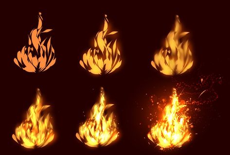 Fire tutorial - EASY by https://www.deviantart.com/ryky on @DeviantArt Fire Digital Art, Fire Tutorial, Molten Rock, Cloud Tutorial, Fire Drawing, Fire Flames, Fire Painting, Drawing Examples, Digital Painting Tutorials