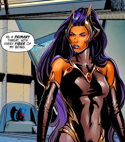 Blackfire Dc Comics, Blackfire Comics, Dc Female Villains, Dc Blackfire, Starfire Fan Art, Black Fire Teen Titans, Dc Villains Female, Blackfire Fanart, Blackfire Dc