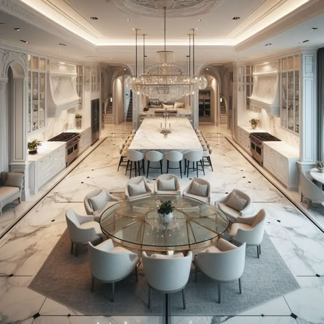 Dream Dining Room Luxury, Grand Dining Room Luxury, Luxury Mansions Interior Kitchen, Grand Kitchen Luxury, Big Luxury Kitchen, Huge Kitchen Luxury, Home Design Ideas Living Room, Luxury Kitchens Mansions, Mansion Kitchen