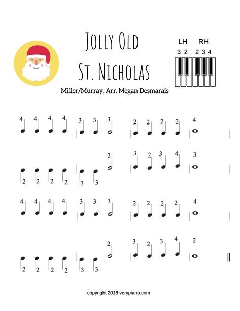 Free Easy Piano Sheet Music: Jolly Old St. Nicholas | Very Piano Piano With Letters, Teach Yourself Piano, Piano Sheet Music Beginners, Christmas Piano Sheet Music, Piano Christmas, Recorder Songs, Piano Songs Sheet Music, Piano Songs For Beginners, Keyboard Sheet Music