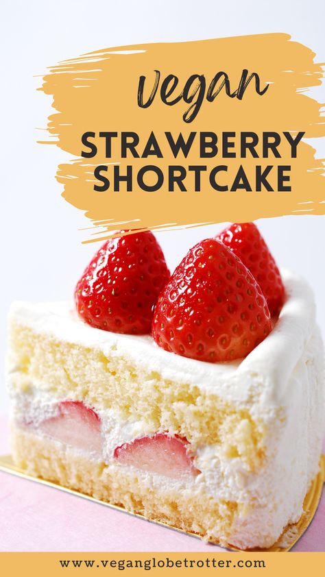 Vegan Strawberry Shortcake Vegan Shortcake Recipe, Vegan Strawberries And Cream Cake, Vegan Strawberry And Cream Cake, Vegan Strawberry Shortcake Cake, Vegan Summer Dessert Recipes, Strawberry Shortcake Vegan, Strawberry Desserts Vegan, Vegan Strawberry Recipes, Simple Vegan Cake