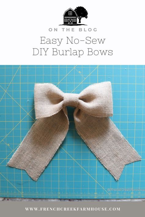 The simple way to make perfect bows every time--no sewing required! This step-by-step tutorial includes detailed photos and all instructions to create bows for all your DIY craft projects | French Creek Farmhouse Burlap Bows Wedding, Simple Bows Diy How To Make, Burlap Bow Diy, Homemade Bows, Diy Burlap, Burlap Bow, Bow Making, Burlap Bows, Diy House Projects