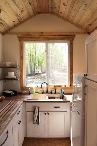 andrew odom tiny house 033   Andrews Family Tiny Home on Wheels: Rooms and Spaces and Tiny Places Small House Kitchen Design, Paz Interior Frases, Tiny House Kitchen Storage, Cute Small Houses, Kitchen Window Design, Tiny House Interior Design, Tiny House Kitchen, Tiny House Decor, Small Room Design