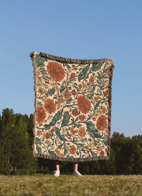 Cozy Room Tapestry, Flower Tapestry Bedroom, Cozy Tapestry Bedroom, Couch Blanket Cover, Dark Green Throw Blanket, Throw Blanket On Couch, Cottagecore Tapestry, Vintage Boho Bedroom, Wall Hanging Bed Woven Blanket Wall Hanging, Floral Tapestry Bedroom, Couch Throw Blanket Styling, Vintage Throw Blanket, Tawny Autumn, Cottagecore Tapestry, Patterned Throw Blanket, Woven Tapestry Art, Wall Hanging Bed