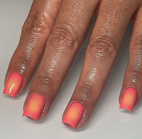 Pink Aura Nails, Sunset Aura, Spice Nails, Aura Nails, Work Nails, Glow Nails, Dope Nail Designs, Short Square Acrylic Nails, Pink Aura