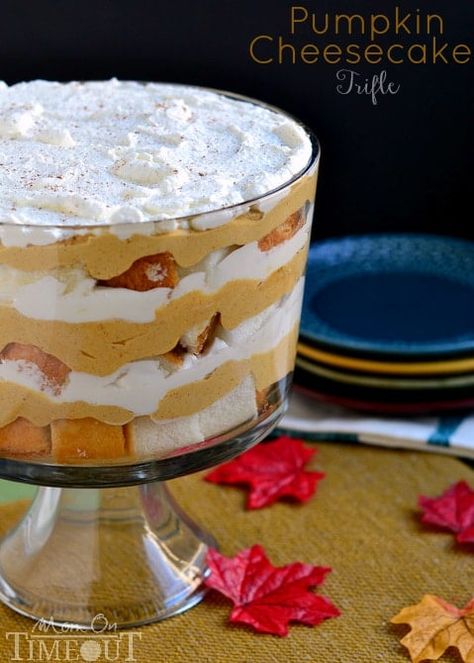 Gluten Free Pumpkin Trifle, Pumpkin Angel Food Cake Trifle, Pumpkin Trifle With Angel Food Cake, Trifle With Angel Food Cake, Pumpkin Cheesecake Trifle, Pudding Recept, Pumpkin Trifle, Big Dinner, Cheesecake Trifle