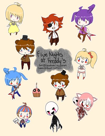 Humanized FNaF Stickers by Zenakuchi Foxy And Mangle, Pole Bear, Freddy 3, Fnaf Baby, Fnaf Sl, Toy Bonnie, Five Night At Freddy, Fnaf 2, Sister Location