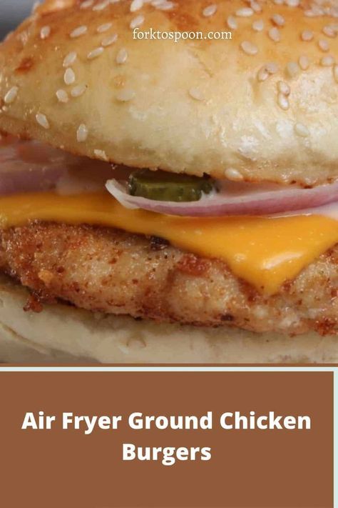 Air Fryer Ground Chicken, Chicken Patty Recipes, Ground Chicken Burgers, Crisp Recipes, Fried Chicken Burger, Chicken Burgers Recipe, Chicken Sandwich Recipes, Chicken Burger, Chicken Patties