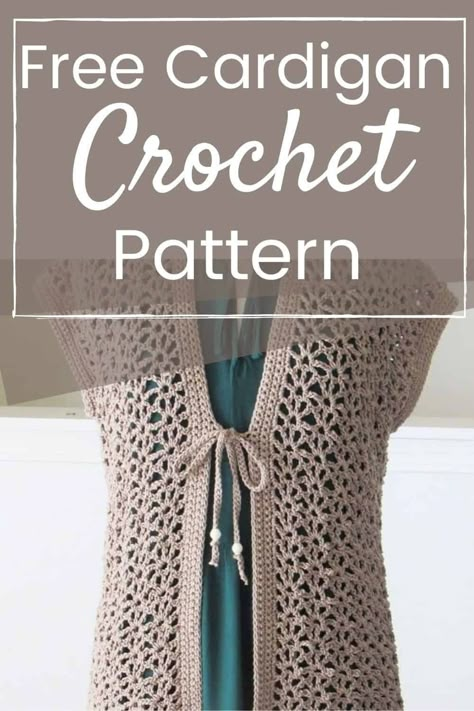 Crochet Cardigan With Collar, Crochet Shrugs, Crochet Vests, Crocheted Clothing, Crochet Blouses, Crocheted Cardigan, Lacy Crochet, Crochet Cardigan Pattern Free, Crochet Kimono