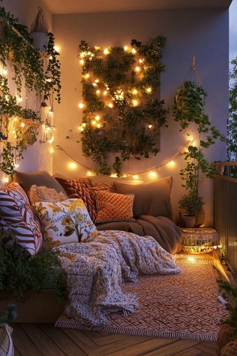 This pin features cozy balcony decor ideas, showcasing stylish furnishings and plants for an inviting outdoor sanctuary. Balcony Decor Small Spaces, Cozy Balcony Decor, Patio Garden Ideas Apartment, Cozy Balcony Ideas Apartments, Small Apartment Patio Ideas, Comfortable Balcony, Chic Balcony, Nashville Apartment, Evening Relaxation