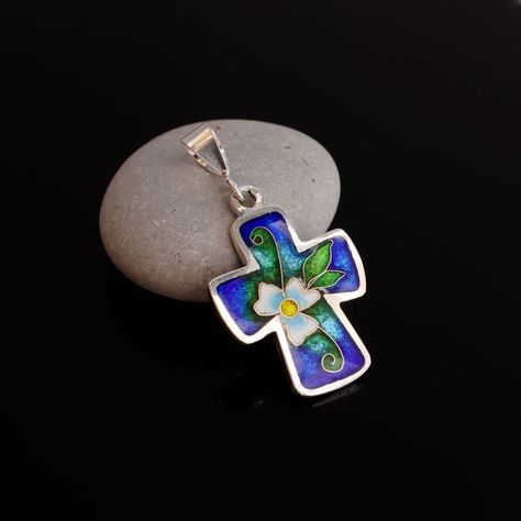 cloisonne cross, enamel cross pendant, orthodox cross pendant, sterling silver cross, orthodox cross, cross necklace women, silver cross necklace Orthodox Cross Necklace, Necklace Women Silver, Clay Techniques, Enamel Cross, Cross Necklace Women, Orthodox Cross, Cloisonne Enamel, Metal Clay, Jewelry Tools