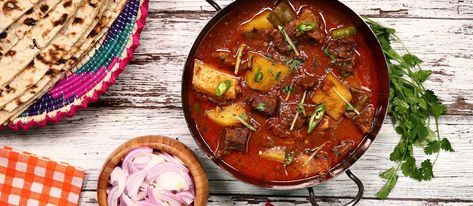 Aloo Gosht, Gosht Recipe, Mutton Curry, Pakistani Food, Sunday Roast, English Food, London Restaurants, Samosa, Inspired Recipes