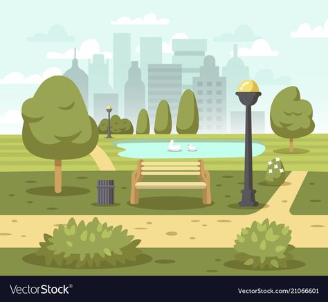 Park Background Cartoon, Park Vector Illustration, Cartoon Park, Animation Walk Cycle, Park Drawing, Park Illustration, Park Background, Summer City, Penguin Book