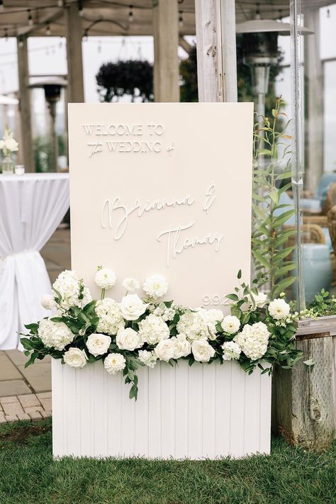 The Simplicity of a Coastal Chic Wedding on Cape Cod Wedding Seating Signage, Welcome Sign Flowers, Coastal Chic Wedding, Glam Wedding Decor, Sign Flowers, Chart Ideas, Cape Cod Wedding, Event Signage, Wedding 2025