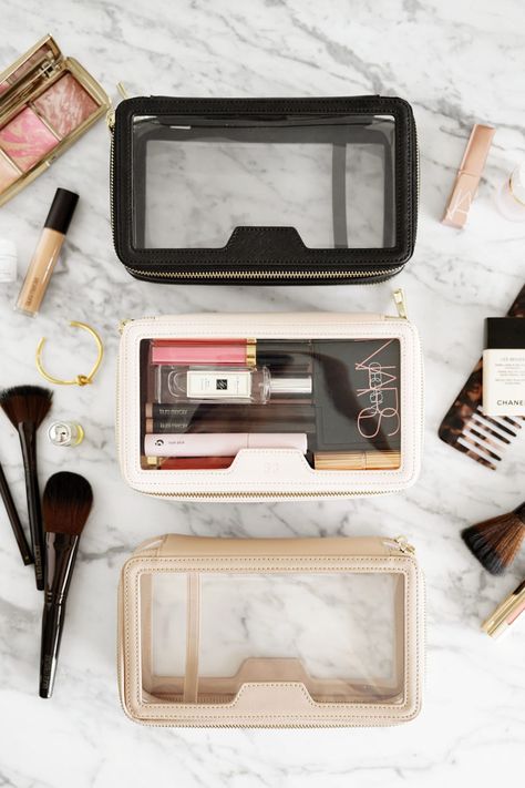 The Daily Edited Transparent Cosmetic Case vs. Anya Hindmarch Inflight Cosmetic Case | The Beauty Look Book The Daily Edited, Clear Cosmetic Bag, Clear Makeup, Clear Makeup Bags, High End Makeup, Cosmetics Bag, Eye Makeup Tips, Luxury Makeup, Anya Hindmarch