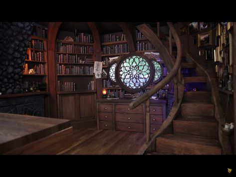 Nerdforge made this room in there last video and it looks amazing 😍😍 Wizard Study, Wizard Library, Dnd Room, Nerd Room, Fantasy Rooms, Study Nook, Computer Room, Game Room Decor, House Room