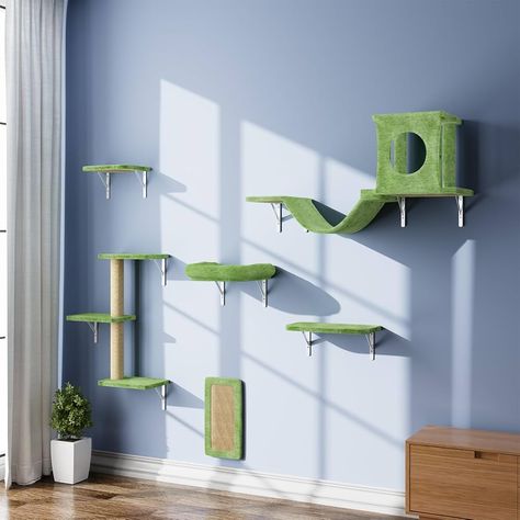 Amazon.com : Wall Mounted Cat Furniture, 6pc Cat Wall Furniture, Cat Climber with Cat House, Bridge, Tree, Steps, and Scratcher, DIY Cat Walls Playground, Cat Shelves for Indoor Wall Furniture Set - Dark : Pet Supplies Cat Play Wall Diy, Wall Mounted Cat Furniture, Diy Cat Tree Wall, Cat Indoor Playground, Cat Playground Indoor, Cat Playground Indoor Diy, Diy Cat Wall Shelves, Diy Cat Wall Ideas, Cat Playground Diy