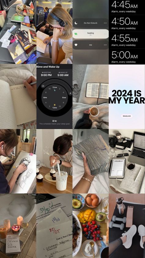 Vision Bored 2024, Vision Board Collage, Vision Bored, Vision Board Images, 2024 Goals, Vision Board Wallpaper, Clean Lifestyle, Dream Vision Board, Vision Board Affirmations