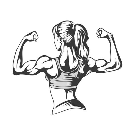 A fitness girl with gym arms vector design. Women Fitness Logo, Strong Women Fitness, Gym Icon, Printing Stickers, Note Pad Design, Fitness Wear Women, Fitness Icon, Gym Art, Gym Logo