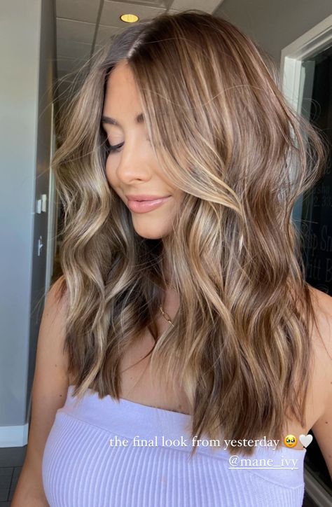 Fawn Brown Hair Color, Medium Brunette With Highlights, Lowlights For Light Brunettes, Balayage Bronde Hair, Light Highlights On Brown Hair, Fall Bronde Balayage, Teasy Lights Brunette, Blonde Light Brown Hair, Light Brunette Hair