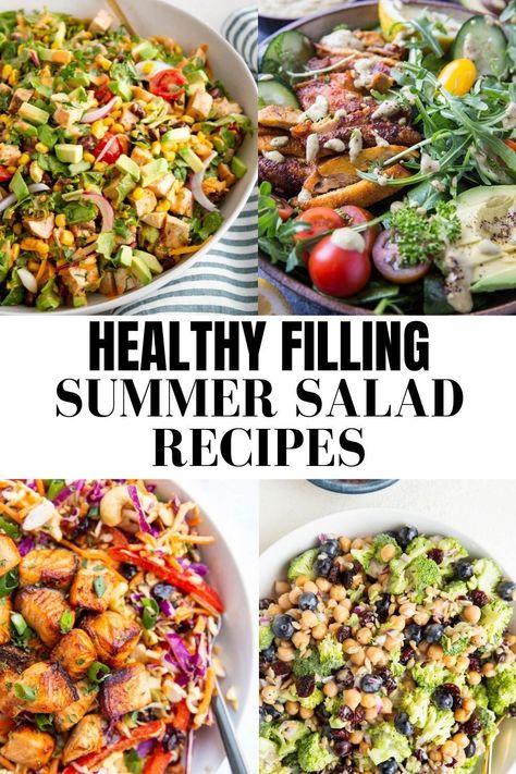 Filling Entrée Summer Salad Recipes to keep you feeling satisfied during the hot summer months! Beat the summer heat with these healthy, colorful, refreshing and nutritious delicious summer salads! #healthy #glutenfree #summer #salad #mealprep Root Vegetable Salad Recipes, Light Summer Meals Healthy, Low Calorie Salads, Healthy Summer Salad Recipes, Interesting Salads, Cheddar Bagels, Awesome Salads, Roasted Summer Vegetables, Filling Salad Recipes