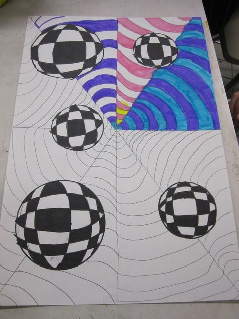 A blog about art education Op Art Projects, Op Art Lessons, Easy Art Lessons, معرض فني, 7th Grade Art, 8th Grade Art, Middle School Art Projects, Art Lessons Middle School, 6th Grade Art