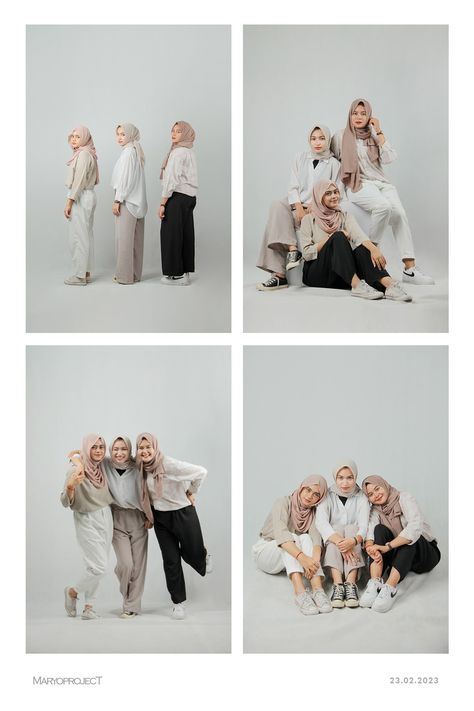 Self Photo Studio Pose Trio, Friends Photoshoot Ideas Studio, Group Self Photo Studio, Trio Studio Photoshoot, Group Of 3 Photoshoot Ideas, Cute Group Photoshoot Ideas, Group Of 4 Photo Ideas, Group Of 3 Photoshoot, Female Group Photoshoot