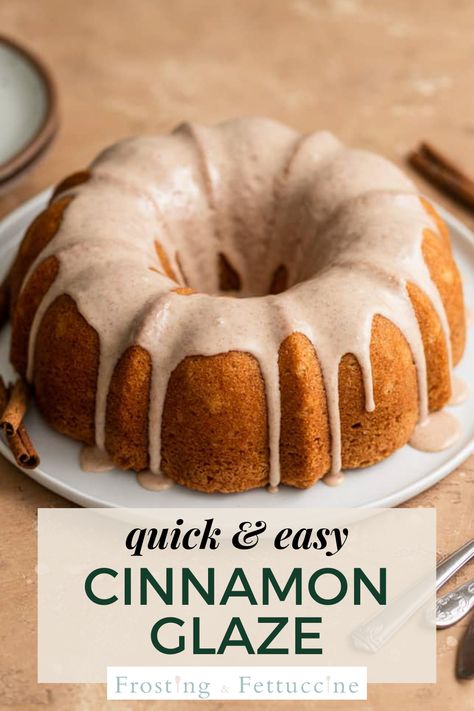 Cinnamon Bundt Cake Recipes, Moist Cinnamon Cake, Spiced Bundt Cake, Cinnamon Glaze Recipe, Cinnamon Bundt Cake, Bundt Cake Glaze, Cinnamon Roll Glaze, Cinnamon Bun Cake, Bakery Sweets