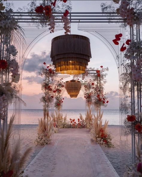 Beach, Wedding Walk, Wedding, Beach Wedding, Beautiful Flowers, Beautiful Scenery, Beautiful Wedding Indian Beach Wedding, Maldives Wedding, Orange Wedding Themes, Wedding Walk, Sunset Beach Weddings, Destination Wedding Decor, Dream Beach Wedding, Wedding Entrance Decor, Festival Bride