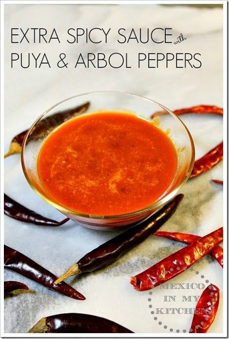 Super Spicy Salsa with Puya and Árbol Peppers | Add more flavor to your dishes with this easy spicy sauce! Hot Salsa Recipes, Mexico In My Kitchen, Authentic Mexican Recipes, Homemade Hot Sauce, Salsa Sauce, Mexican Salsa, Hot Salsa, Spicy Salsa, Garlic Clove