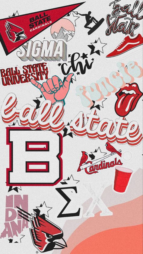 Ball State University Aesthetic, Ball State University Dorm, College Stickers Aesthetic, School Visionboard, University Room Decoration, College Decorations, University Wallpaper, University Collage, College Collage