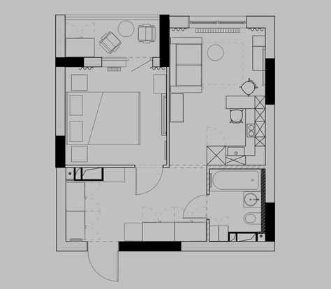 Clean, Crisp & Compact Home Interiors Under 40 Sqm (With Floor Plans) 40 Sqm House, 40sqm Apartment, 40 Sqm Apartment, Apartment Plan, Small Modern House Plans, Compact Home, Bespoke Beds, White Faucet, Small Apartment Interior