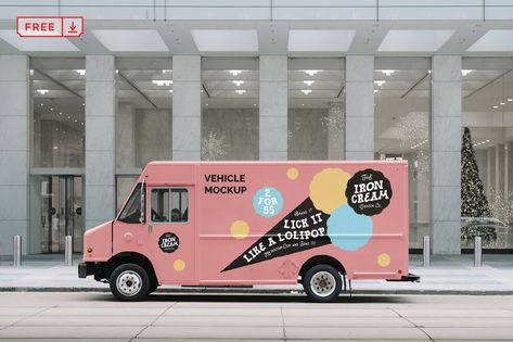 Van Branding, Graphic Design Freebies, Photoshop Logo, Building Signs, Ice Cream Van, Free Mockup Templates, Ice Cream Truck, Graphic Design Photography, Photoshop Cs6