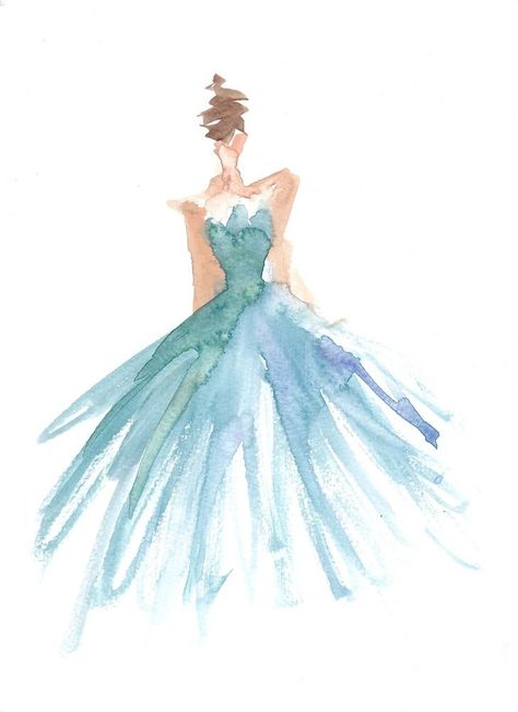 Watercolor Fashion Sketch, Carol Hannah, Fashion Illustration Watercolor, Watercolor Dress, Watercolor Fashion, Fashion Illustration Dresses, Arte Inspo, Watercolor Sketch, Watercolor Inspiration